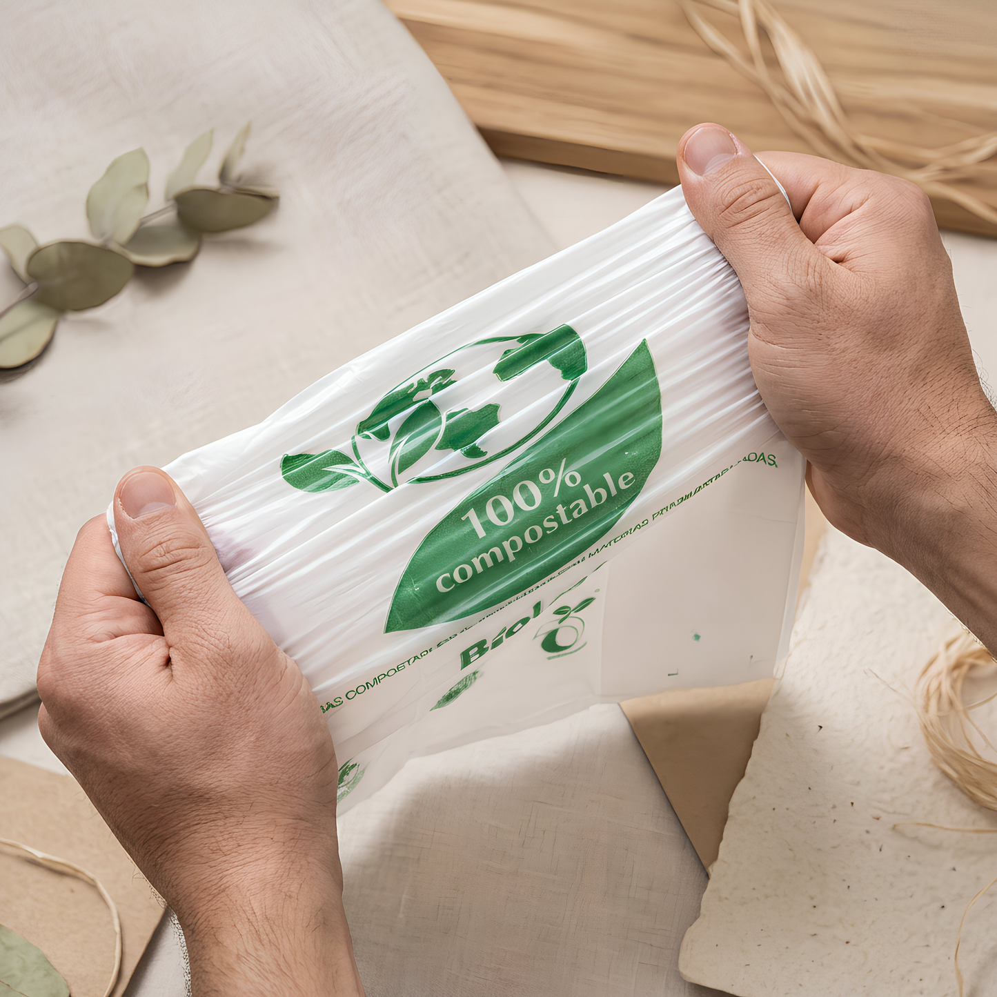 Bolsa Tipo Camiseta Compostable 33x40  - Extra Fuerte - 100 Unidades